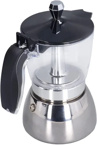 Vista 9 de Omabeta Cafetera para estufa, cafetera de 6 tazas de acero inoxidable con cuerpo visible transparente, para café cubano, capuchino latte