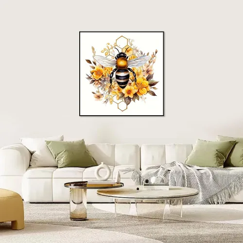 Vista 2 de SJUTOUCI Kits de pintura de diamantes para adultos, kits de arte de diamantes de abeja para principiantes 5D DIY flor diamante puntos arte