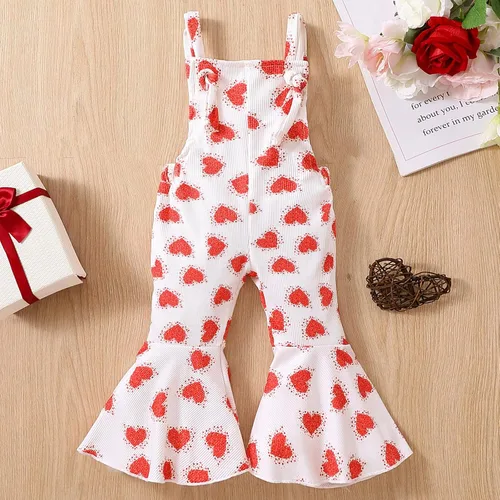 Vista 5 de TBUIALL Mameluco sin mangas con estampado de corazones para niñas pequeñas, para el día de San Valentín, ropa de bebé