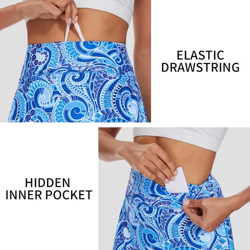 Vista 3 de M MOTEEPI - Falda pantalón de golf para mujer, hasta la rodilla, falda pantalón deportiva de tenis con bolsillos