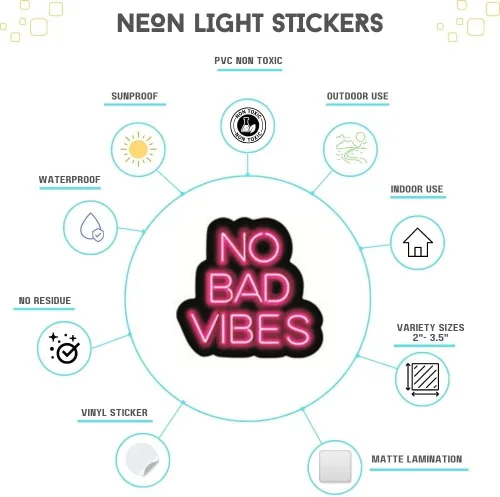 Vista 2 de 100 calcomanías oscuras de neón para laptop, tableta/teléfono, paquete surtido impermeable, calcomanías de vinilo para botella de agua
