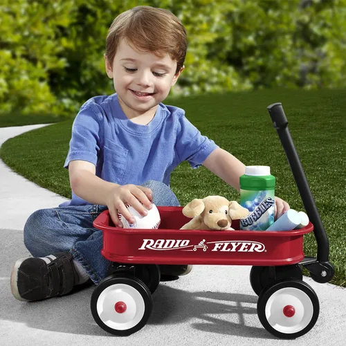 Vista 2 de Radio Flyer Mini vagón rojo clásico para niños, vagón de juguete de 12.5