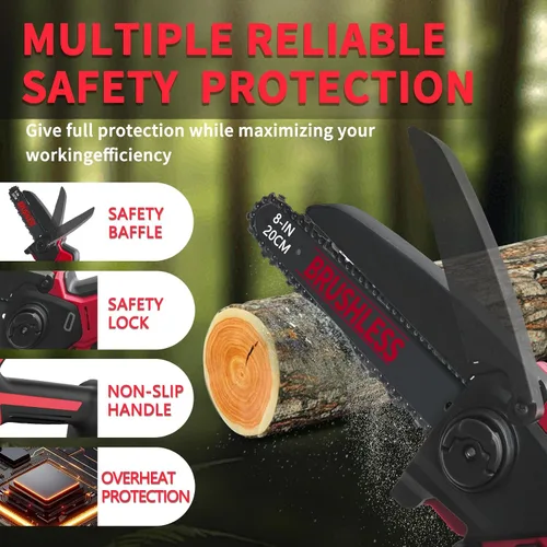 Vista 8 de Mini motosierra compatible con la batería Milwaukee Chainsaw M18, motosierras de poda inalámbricas de 8 y 6 pulgadas, mini motosierra sin escobillas