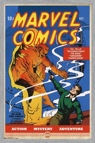 Vista 12 de Trends International Marvel Comics - Póster de pared de The Very First Marvel Comics #1, 14.725 x 22.375 pulgadas, versión enmarcada de madera