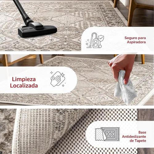 Vista 6 de nuLOOM Alfombra de Área Becca Tradicional con Diseño de Azulejos 2x3, Beige, Diseño Transicional Desvanecido, Resistente a las Manchas, Para