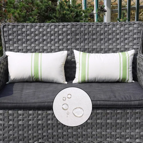 Vista 8 de ONWAY Juego de 2 fundas de almohada para exteriores impermeables de 16 x 16 pulgadas, fundas decorativas de lino, fundas de almohada de lino beige