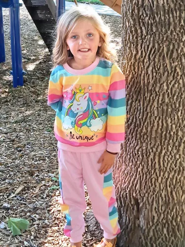 Vista 2 de Conjunto de 2 piezas de sudadera de manga con volantes y leggings para niñas de 2 a 10 años