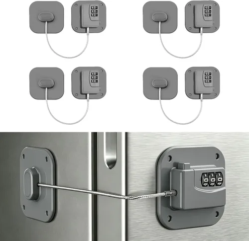 Vista 16 de Cerradura de refrigerador, cerraduras de refrigerador para niños, cerradura de congelador con combinación para refrigeradores, cajones, armarios