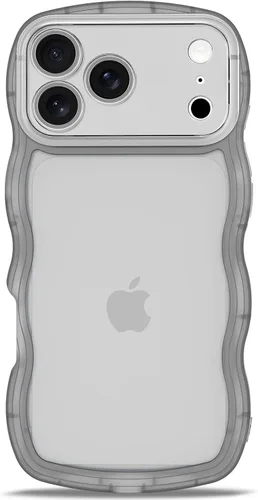 Vista 32 de Anuck Funda para iPhone 13 Pro con borde ondulado, diseño trasero transparente, agarre antideslizante, forma de marco rizado ondulado, a prueba