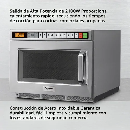 Vista 4 de Panasonic PRO1 - Horno de microondas comercial, resistente, 0.6 pies cúbicos de 2100 W, cocina de 5 etapas, pantalla LCD, acero inoxidable