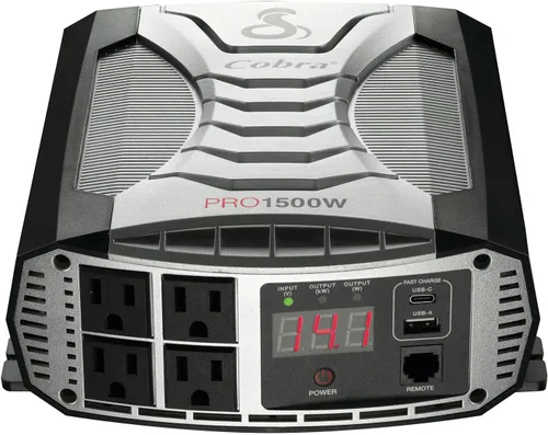 Vista 12 de Inversor de Potencia Cobra PURE SINE de 400W, Portátil – Cargador para Automóvil de 400 Vatios, 2 Enchufes de CA con Conexión a Tierra, 2 Puertos