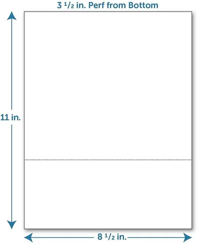 Vista 2 de Papel perforado, 3 1/2 pulgadas desde la parte inferior, horizontal sobre papel de copia de tamaño carta 20# blanco (resma de 500)