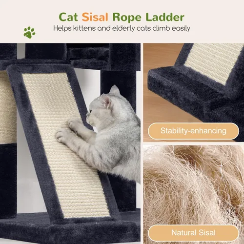 Vista 5 de Globlazer Árbol grande para gatos, torre de escalada para gatos de 72 pulgadas de alto para gatos adultos grandes, muebles de varios niveles con 2