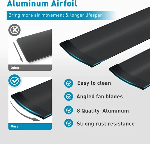 Vista 4 de Ventilador Celing de 72 pulgadas con luz y control remoto, ventilador grande con 8 cuchillas de aluminio negro, motor CC silencioso de 6