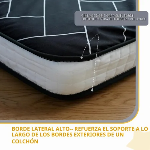 Vista 9 de MAXYOYO Colchón de futón, colchón japonés de piso plegable para dormir Negro(Black Geometry)