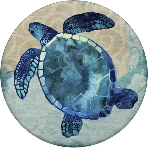 Vista 3 de Cool Sea Turtle – Patrón de acuarela en color blanco – PopSockets Grip y soporte para teléfonos y tabletas