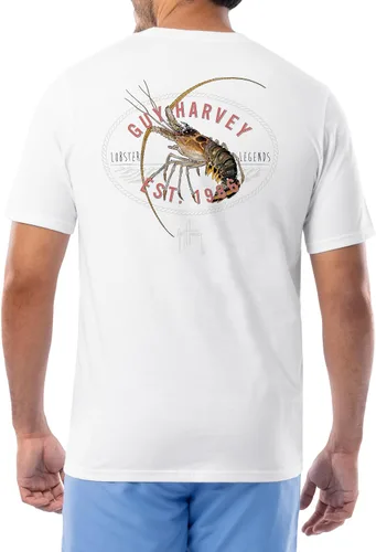 Vista 13 de Guy Harvey Camiseta de manga corta con bolsillo gráfico de algodón OG para hombre Leche de Almendra/Rig Masters