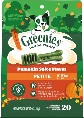 Vista 19 de Greenies Golosinas dentales naturales para perros adultos recomendadas por veterinarios, tamaño pequeño, sabor arándano, paquete de 12 onzas, 20