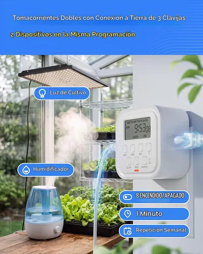Vista 3 de HBN - Temporizador de salida para interiores, temporizadores de enchufe para lámparas de luz, temporizador digital