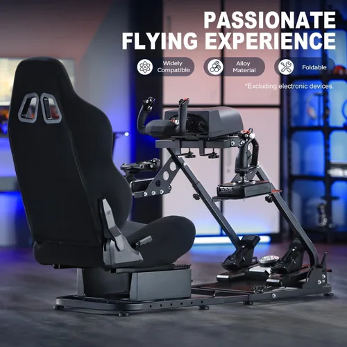 Vista 9 de Marada Flight Simulator Cockpit with Black Seat and Racing Sim Cockpit for Driving and Flight Sim Fit for