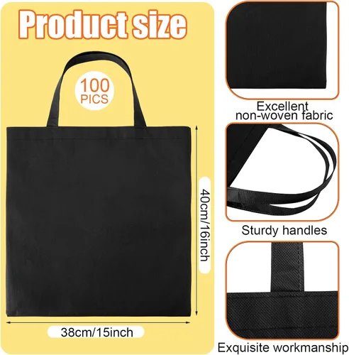 Vista 4 de Woanger 100 bolsas a granel de 15 x 16 pulgadas, bolsas de lona reutilizables de tela con asas