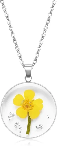 Vista 44 de Pressed Flower Necklace Gift for Women Personalized Handmade Necklaces Birth Flower Necklace