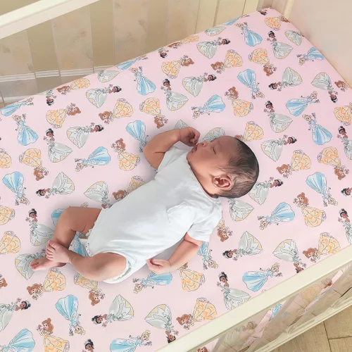 Vista 6 de Lambs & Ivy (LAMCR) Juego de ropa de cama para cuna de bebé, diseño de princesas Disney, color rosa, 3