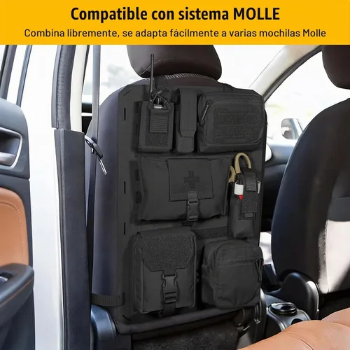 Vista 8 de Molle Paneles para asiento trasero de automóvil, cubiertas tácticas para organizar el respaldo del asiento de vehículos, camiones, accesorios