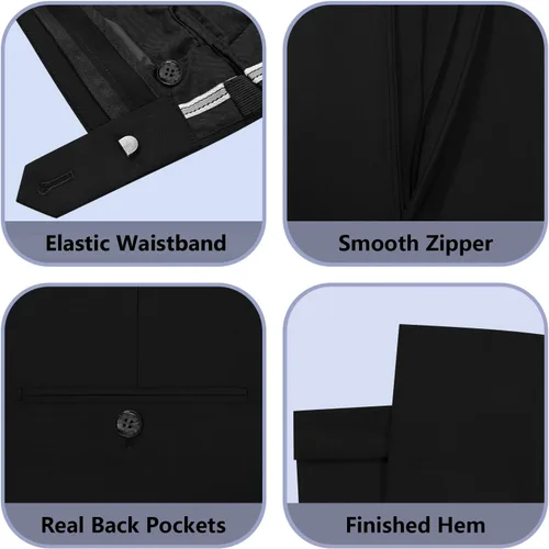 Vista 6 de Cooper & Nelson Conjunto de traje ajustado de 3 piezas para hombre, chaqueta sólida con un botón, chaleco y pantalones con corbata