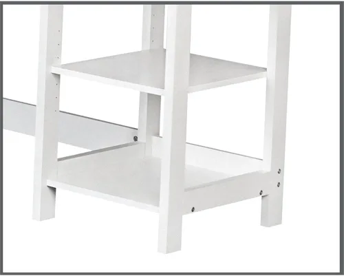 Vista 5 de Saint Birch Finley - Escritorio de madera moderno en forma de L en color blanco/madera flotante