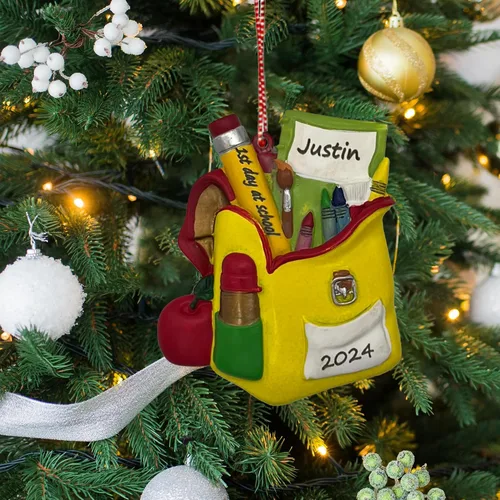 Vista 5 de Adorno de Navidad personalizado para el primer día de escuela, letrero del primer día de Schhol 2025