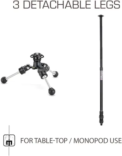Vista 6 de 3 Legged Thing Charles 2.0 Sistema de trípode de aluminio – Trípode de cámara ajustable con 3 patas desmontables para conversión de monopié