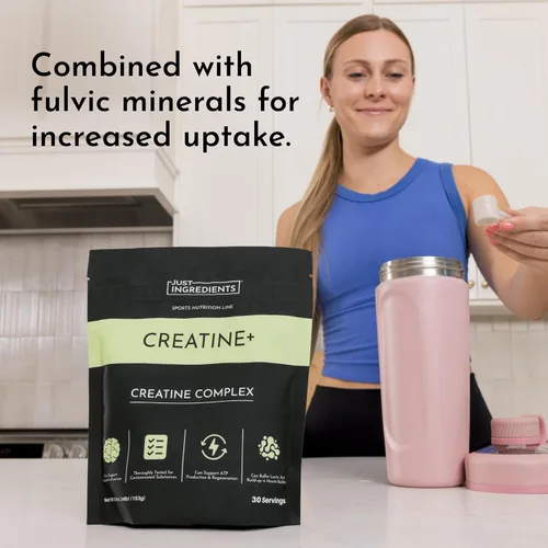 Vista 3 de JUST INGREDIENTS Polvo de Monohidrato de Creatina con Complejo Mineral Fúlvico Rejen - Apoya la Recuperación Muscular, Energía, Fuerza, Función