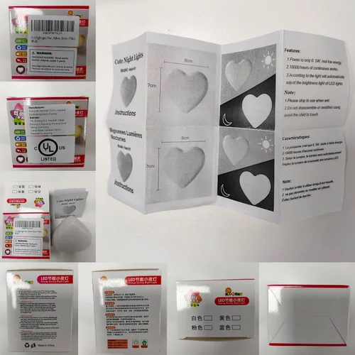 Vista 8 de Lindas luces nocturnas, luz nocturna en forma de corazón para guardería con sensores de luz, sensor automático de anochecer a amanecer, suave blanco