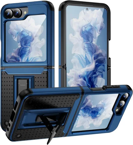 Vista 21 de Jeylly Funda para Samsung Z Flip 3, Z Flip 4, de grado militar, a prueba de golpes, con soporte estable, protección de bisagra, cubierta resistente
