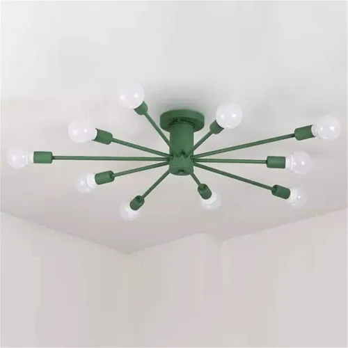 Vista 8 de RUNNUP Lámpara de techo Sputnik de montaje semiempotrado nórdico contemporáneo, colorido, 10 luces, lámpara de suspensión de metal para cocina, sala