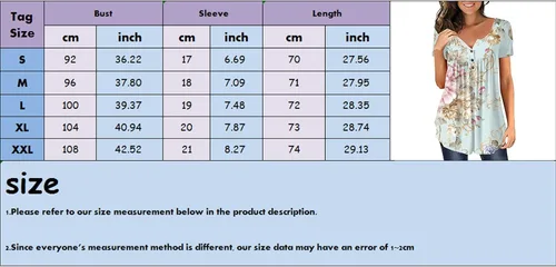 Vista 2 de Summer Womens Low Neck Short Sleeve Tops Floral Printing T Shirt with Buckle Pleat Casual Slim Tee Blouse for Teen Girl