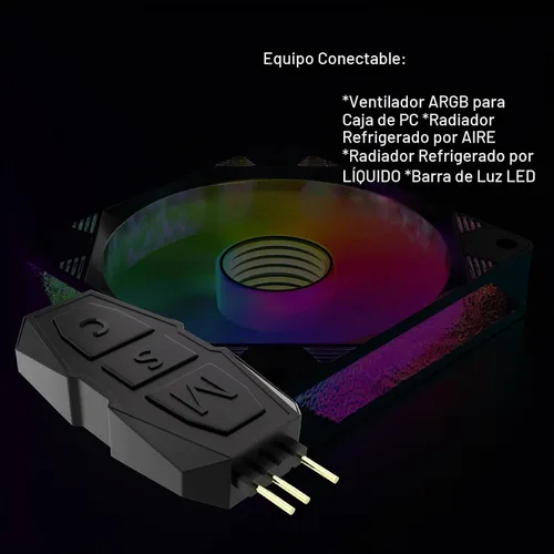 Vista 3 de DS Mini ARGB Kit de controlador de ventiladores de PC con función de juego uno a uno para ventiladores RGB de carcasa de computadora, disipador