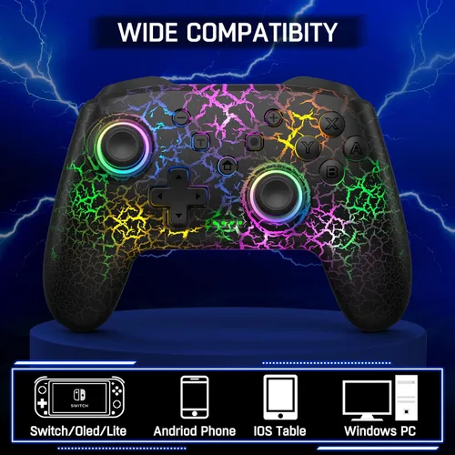 Vista 2 de Controladores inalámbricos Switch Pro compatibles con Nintendo SwitchLiteOLED, multiplataforma PCiOSAndroid, controlador de interruptor con 9