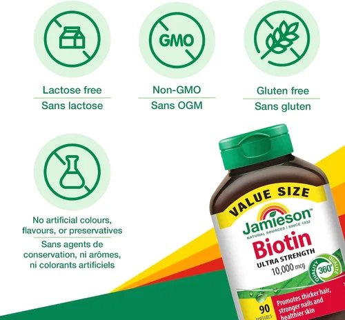 Vista 4 de Jamieson Biotina 10,000 mcg Tamaño de valor 90 cápsulas blandas