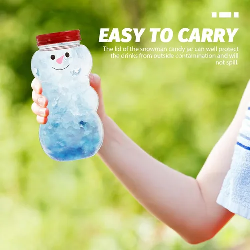 Vista 7 de Luxshiny 10 unidades de tarro de caramelo de muñeco de nieve de Navidad, botellas de jugo de plástico, botellas de leche, recipientes de cocina