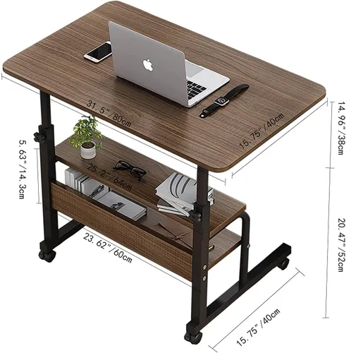 Vista 3 de Mesa de escritorio movible para espacios pequeños, práctico escritorio portátil para computadora, ajustable, para la oficina en casa, mesita