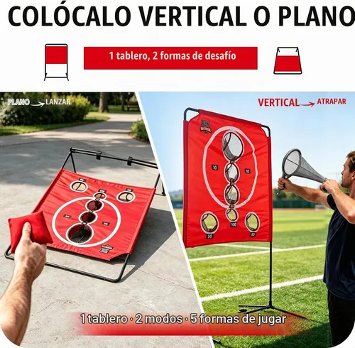 Vista 2 de BACKYARD ALL-STARS Juego de tablero de cornhole estilo arcade, juego de Cornhole de plástico negro para 1-2 jugadores, juego de cornhole portátil
