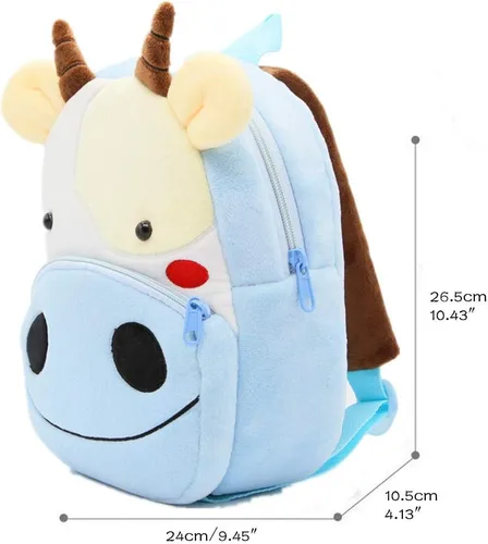 Vista 2 de Ladyzone Mochila para niños pequeños con diseño de animales del zoológico, bonita bolsa de felpa de dibujos animados de 10 pulgadas para niños