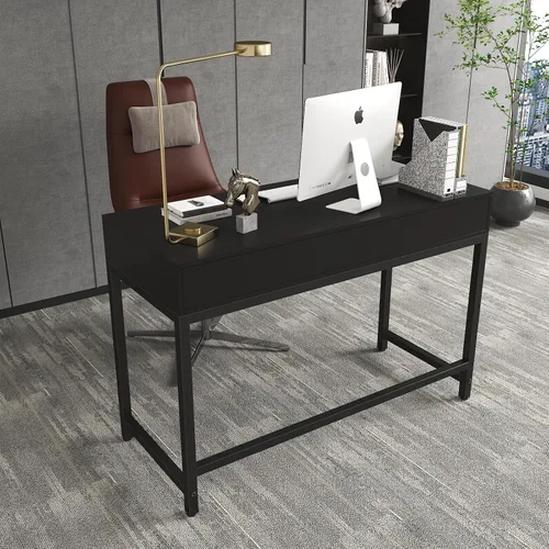 Vista 7 de WESTREE Escritorio de computadora para juegos de oficina, escritorio de estudio con cajón para adolescentes, escritorio de maquillaje