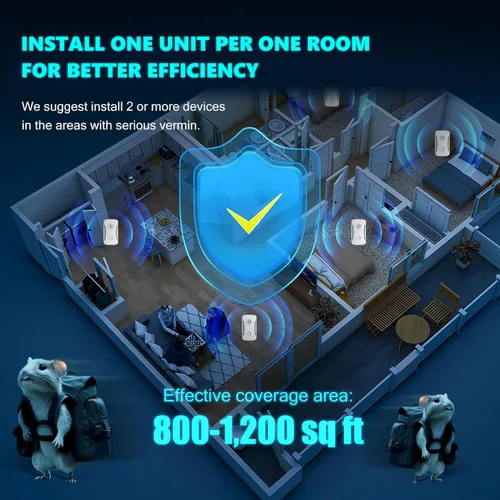 Vista 7 de Paquete de 6 repelentes ultrasónicos de control de plagas con 3 modos, repelente electrónico de arañas en interiores para insectos, cucarachas