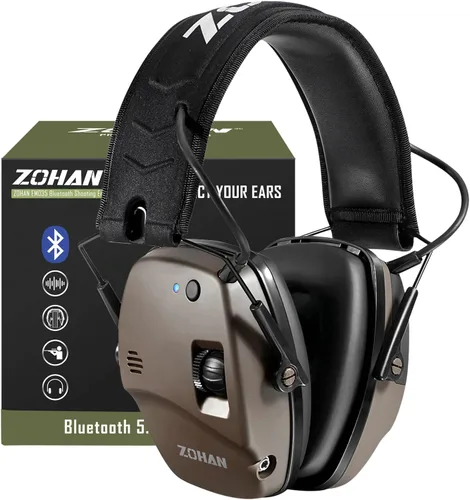 Vista 8 de ZOHAN 035 Orejeras de protección auditiva Bluetooth 5.4 para tiro con cancelación activa de ruido y amplificación de sonido, NRR 22dB para campo