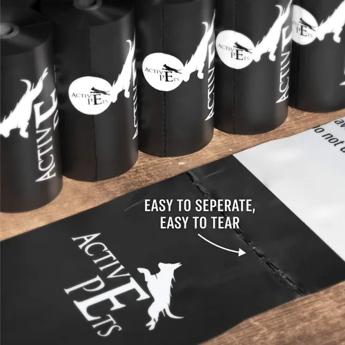 Vista 3 de Active Pets Bolsas de basura para perros extra gruesas con aroma a lavanda, a prueba de fugas y fáciles de rasgar para eliminar excrementos Negro
