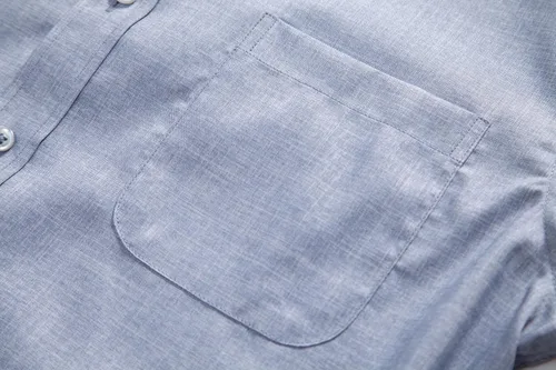 Vista 5 de Camisas de manga larga con cuello de banda (cuello mandarín) para hombre con bolsillo