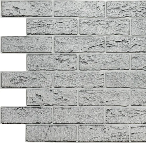 Vista 20 de Dundee Deco PG7063 Ladrillo sintético gris hueso, 3.2 pies x 1.6 pies, panel de pared 3D de PVC, decoración de paneles de pared de diseño de Gris